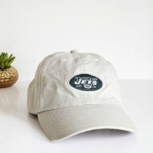 Vintage NFL New York Jets Hat Cotton Khaki Y2K Strapback Cap One Size